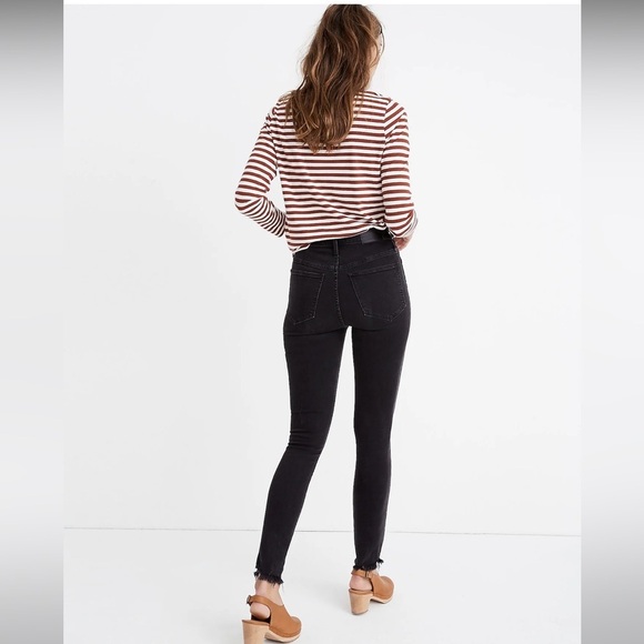 Madewell 9” High Rise Raw Hem Black Button Up Skinny Jeans Size 28 - Picture 3 of 5